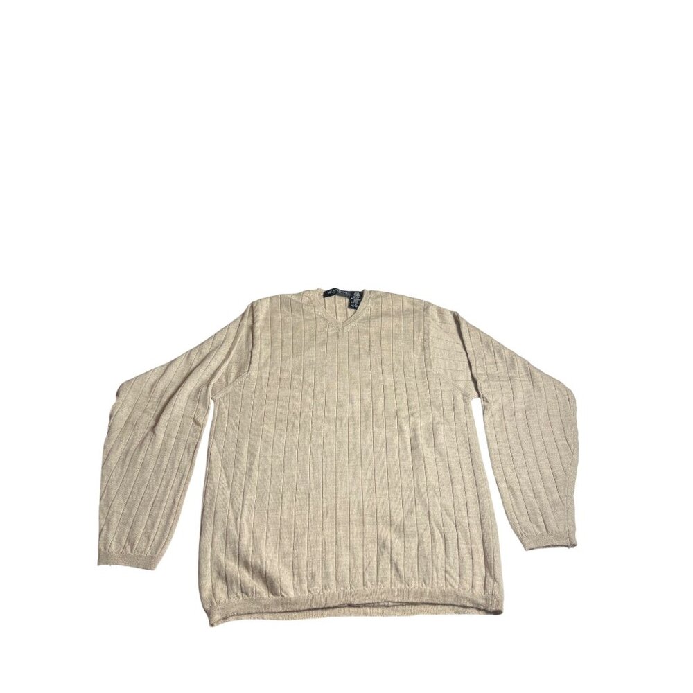 Brandini Wool V-Neck Sweater men’s L 100% pure wool Vintage  Quiet Luxury  Italy